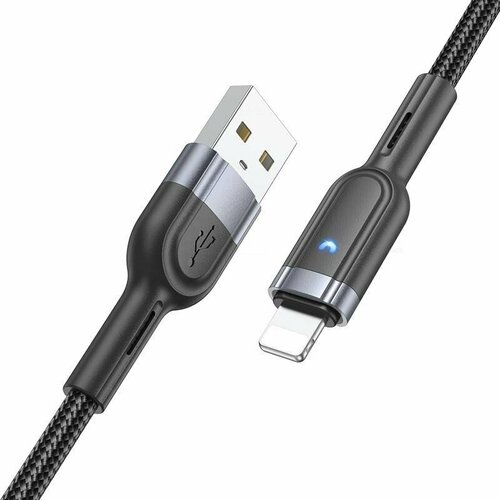 Дата-кабель Hoco U117 USB-Lightning (интеллектуальное отключение) 1.2 м, черный дата кабель hoco u117 type c lightning интеллектуальное отключение 20 вт 1 2 м черный