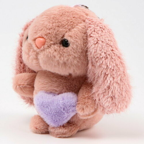 Мягкая игрушка Зайка на брелоке, 11 см, цвет тёмно-розовый