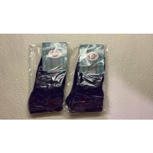 Термоноски , 2 пары, 2 уп., размер 37/41, фиолетовый носки женские махровые травка