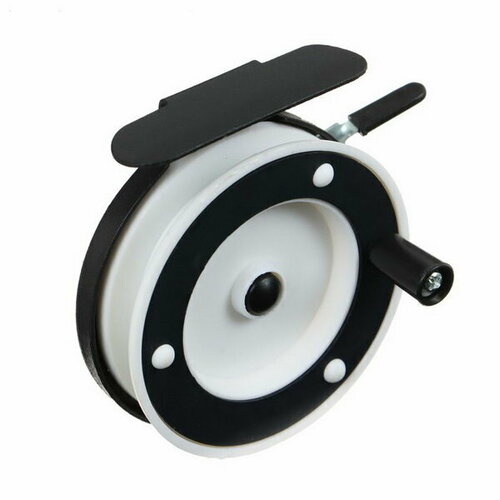 фото Катушка инерционная, металл пластик, диаметр 7 см, цвет черный белый, 801a сима-лэнд