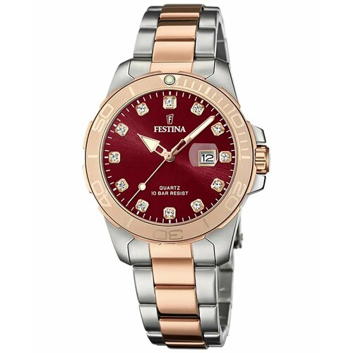 фото Наручные часы festina f20505/2, серебряный, бордовый