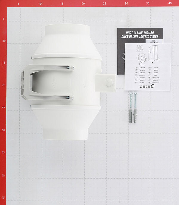 Вентилятор канальный центробежный Cata Duct In Line 195х165 мм d100 мм слоновая кость