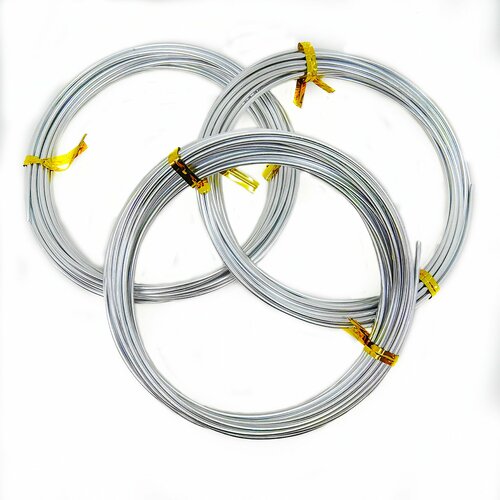 Проволока для рукоделия 2 мм/длина 5м/цвет серебристый/3шт по 5м