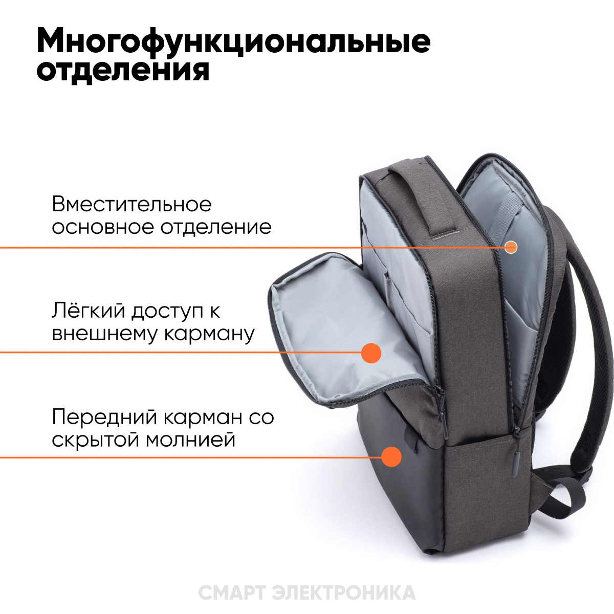 Рюкзак Xiaomi THE BACKPACK XDLGX-04 (X31382) 32x44x16см 21л. 0.5кг. полиэстер темно-серый - фото №16