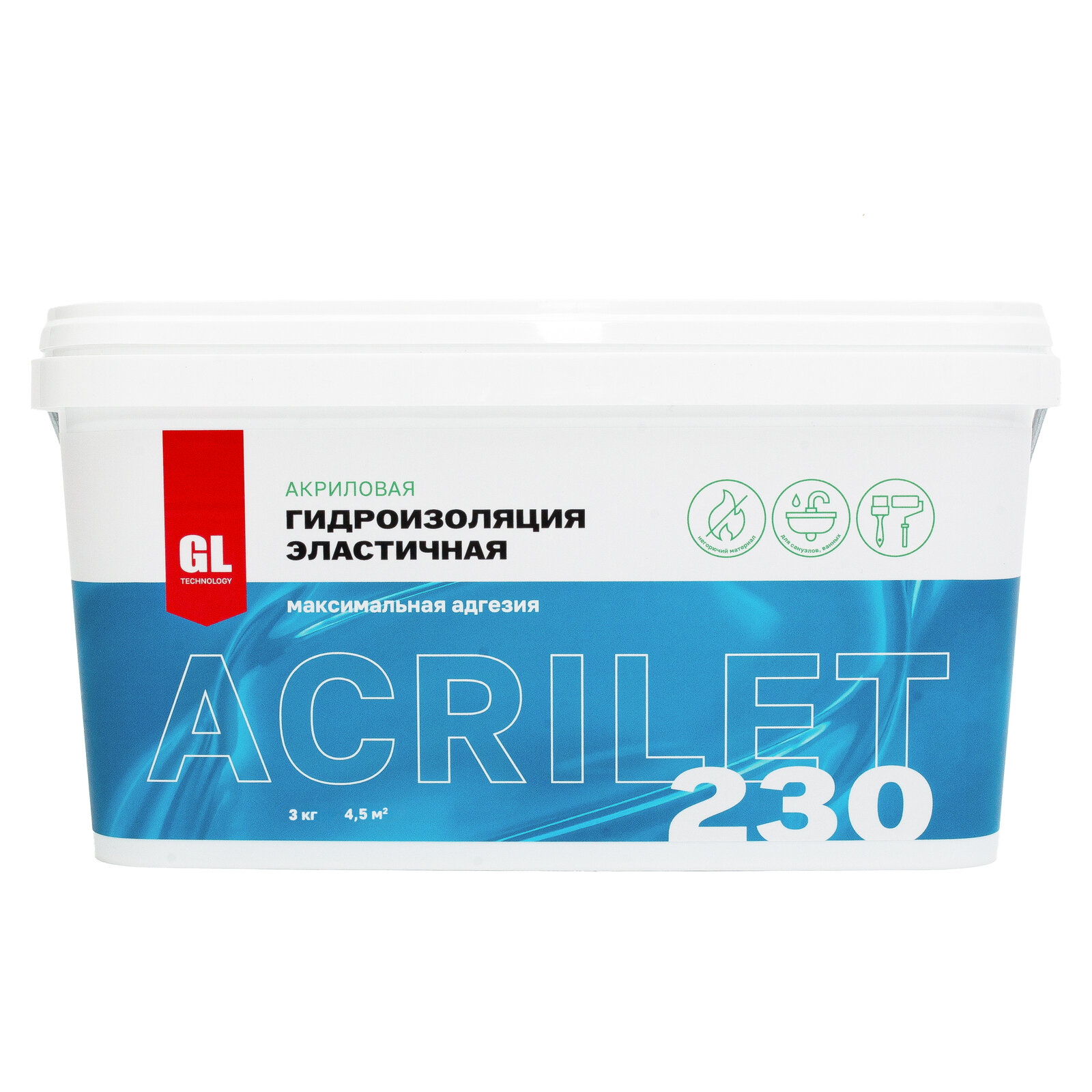 Гидроизоляция эластичная для ванной и влажных помещений ACRILET 230, 3 кг
