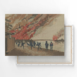 Картина на холсте, репродукция / Кобаяси Киётика - Great Fire in Ryogoku / Размер 80 x 106 см