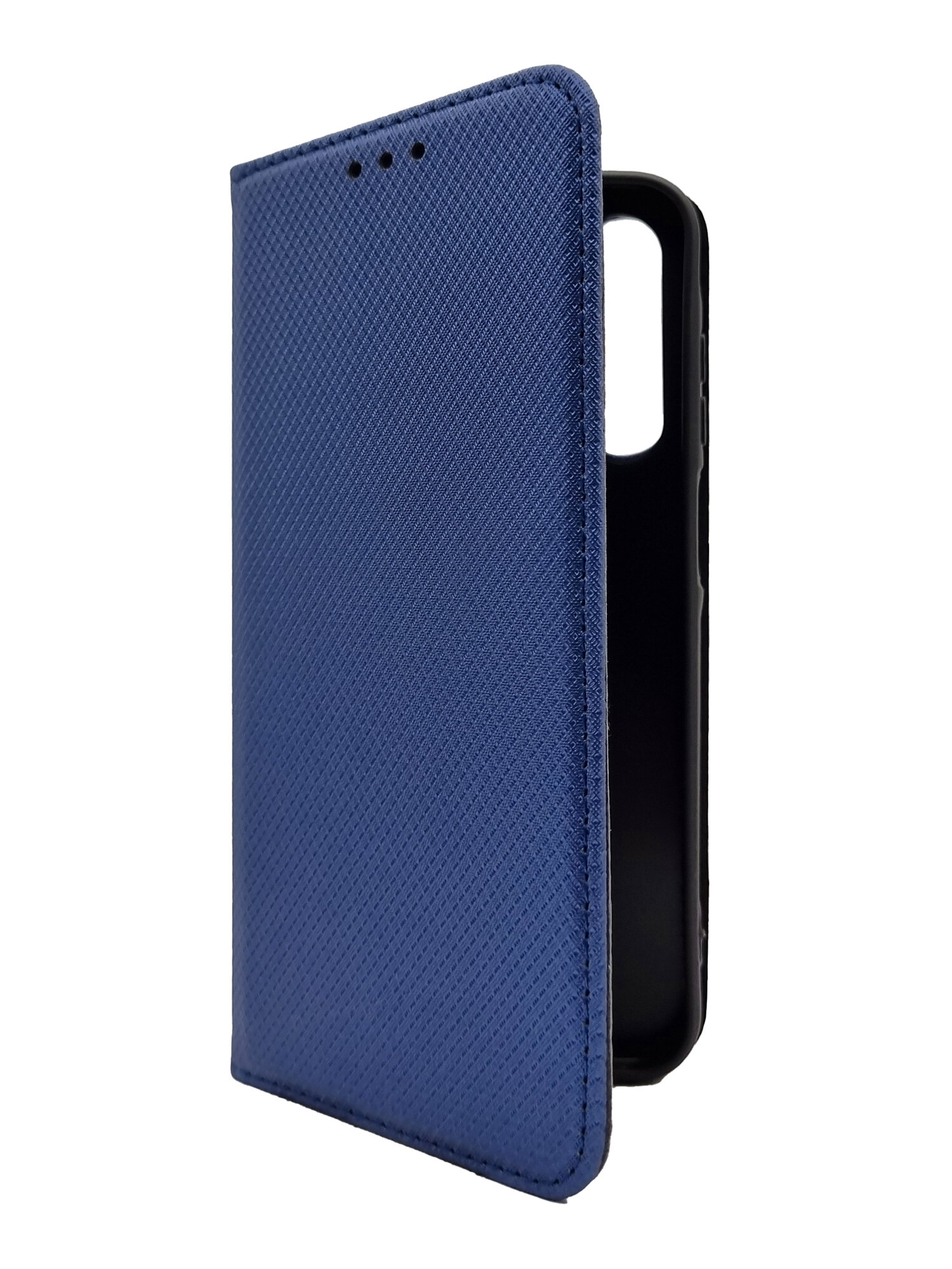 Чехол на Samsung Galaxy A25 (Самсунг Галакси А25) синий книжка плетёнка с функцией подставки с отделением для карт и магнитами Fold Case, Miuko
