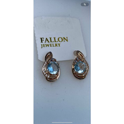 Серьги FJ Fallon Jewelry, фианит, голубой, белый