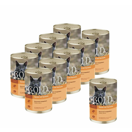 Nero Gold консервы для пожилых кошек с индейкой, кусочки - 415 г х 10 шт.