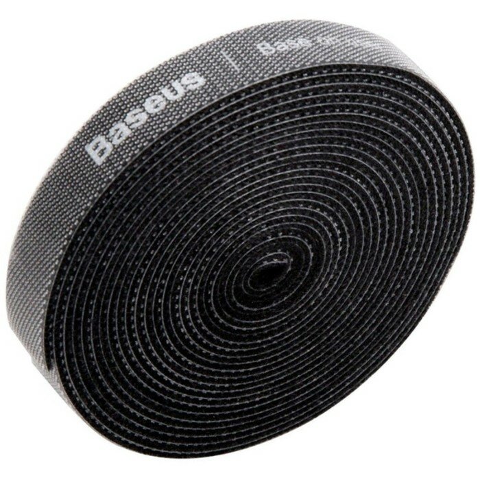 Стяжка для проводов на липучке Baseus Rainbow Circle Velcro Straps чёрная 2 штуки