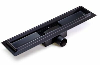 Трап для душа TIM с поворотным механизмом и черной решеткой под кладку плитки (сух. затвор) , BAD554002BK ,