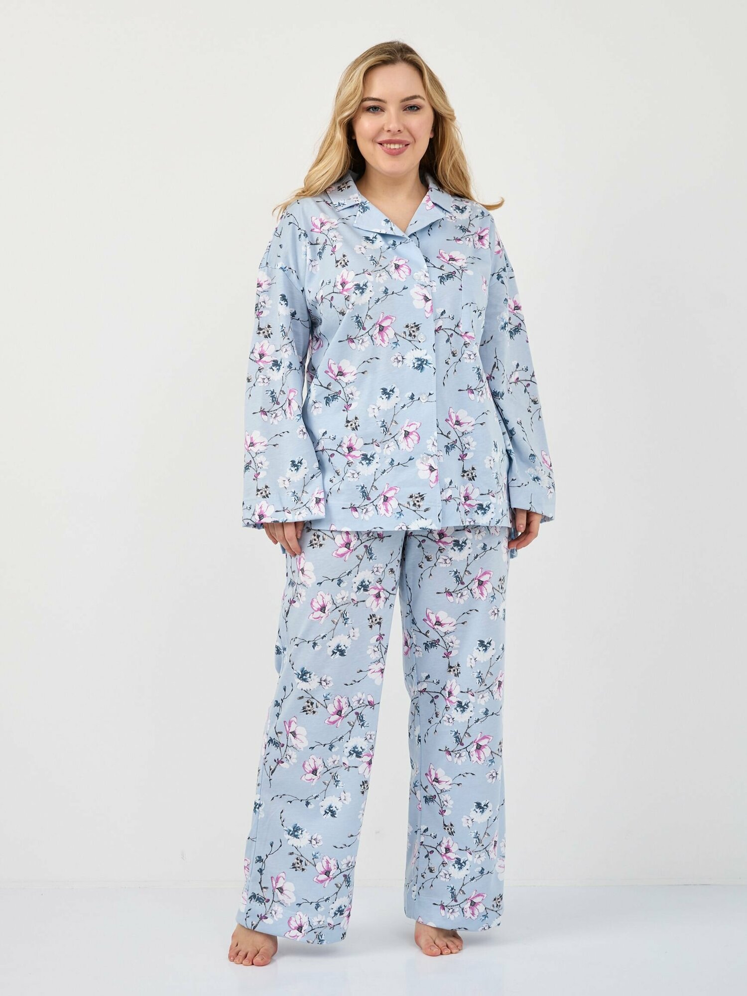 Пижама женская брюки и рубашка для сна домашняя одежда - фотография № 1