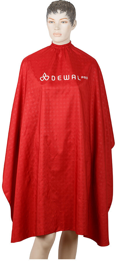 Пеньюар для стрижки DEWAL "Логотип", полиэстер, красный, 128*146 см, на крючках