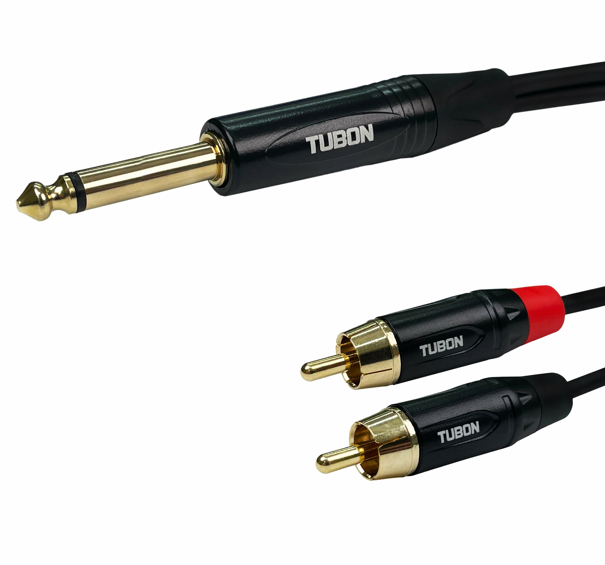 Кабель TUBON Аудио межблочный 6.3 мм jack (M) Mono - 2 x RCA (M) OD4.0 ПВХ J2R001 1.5м