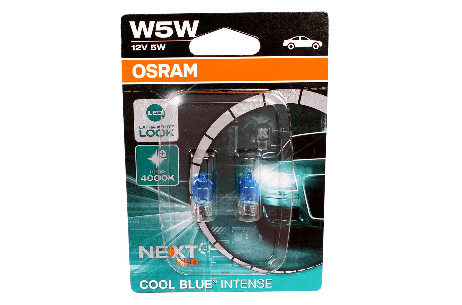 Лампа 12V W5W OSRAM COOL BLUE INTENSE (NextGen) 2 штуки блистер комплект