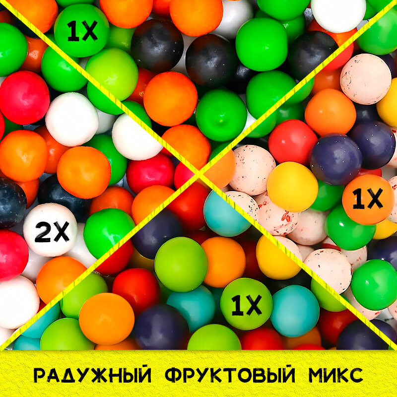 Жевательная резинка для вендинга 22 мм (жвачка для автоматов, 1000 шт., микс ФрукМикс) - фотография № 2