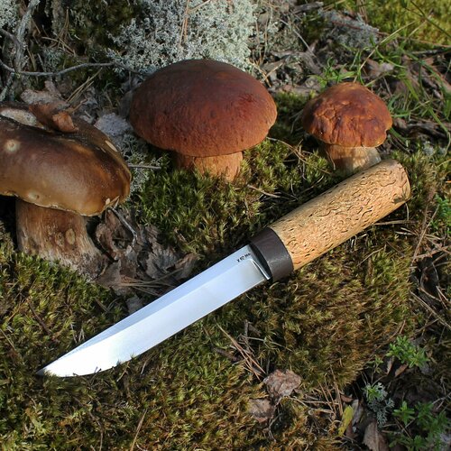 фото Нож "бурятский" из кованой стали х12мф, рукоять карельская берёза атака