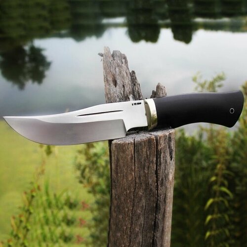 фото Нож мангуст из кованый стали х12мф с долами на клинке, рукоять граб фирма "атака"