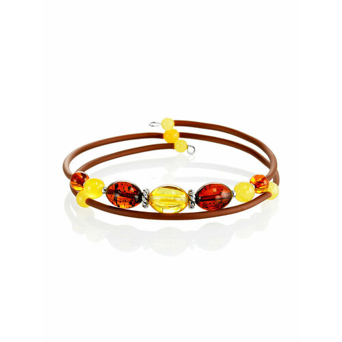 фото Браслет, янтарь, 1 шт., размер one size, желтый, бордовый amberhandmade