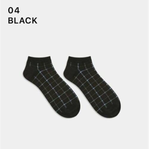 фото Носки ggrn носки мужские короткие, черные принт клетка, размер 39-44, a type(m-s-055-04)adults, a type, размер m-s-055-04, черный