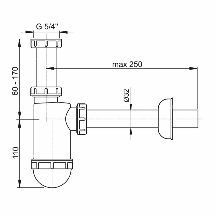 Сифон для умывальника AlcaPlast A430 — фото 1