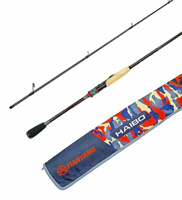 Спиннинг для рыбалки Haibo Tianyang Red TY-S662L 3-12гр, 198 см, для ловли окуня, щуки, судака, жереха, удилище спиннинговое