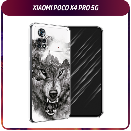 Силиконовый чехол на Xiaomi Poco X4 Pro 5G / Поко X4 Про 5G Волк в горах силиконовый чехол на xiaomi poco x4 pro 5g поко x4 про 5g мона лиза