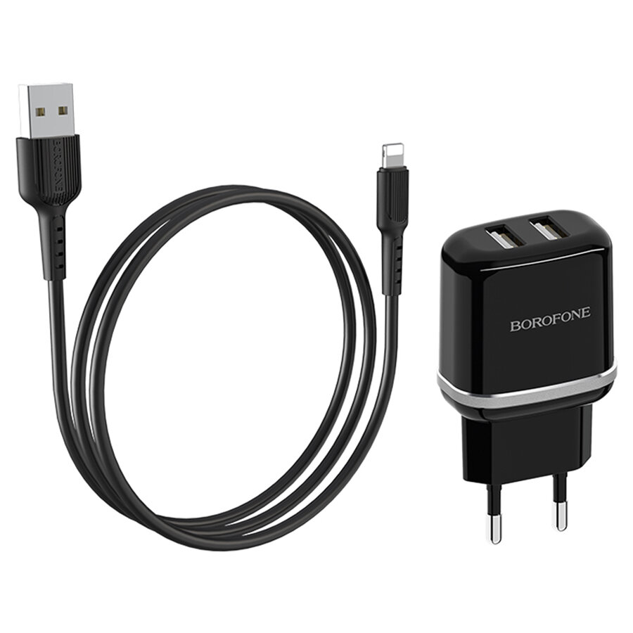 Сетевое зарядное устройство Borofone BA25A Outstanding, 2xUSB, 8-pin Lightning (Apple), 2.4A, белый Noname - фото №15