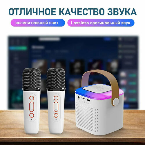 Караоке микрофон портативная bluetooth караоке Колонка ручкой для переноски с RGB Световой детская караоке колонка solmax розовая