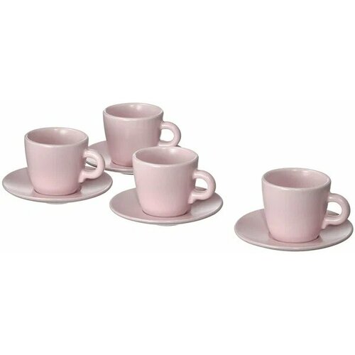 Чашка с блюдцем, матовая поверхность светло-розовый, 70 мл, фэргклар икеа, IKEA FÄRGKLAR