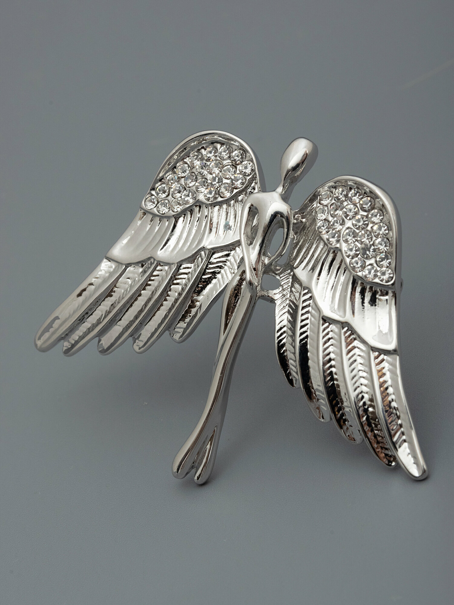 Брошь ЖемАрт, кристалл, серебристый — фото 1