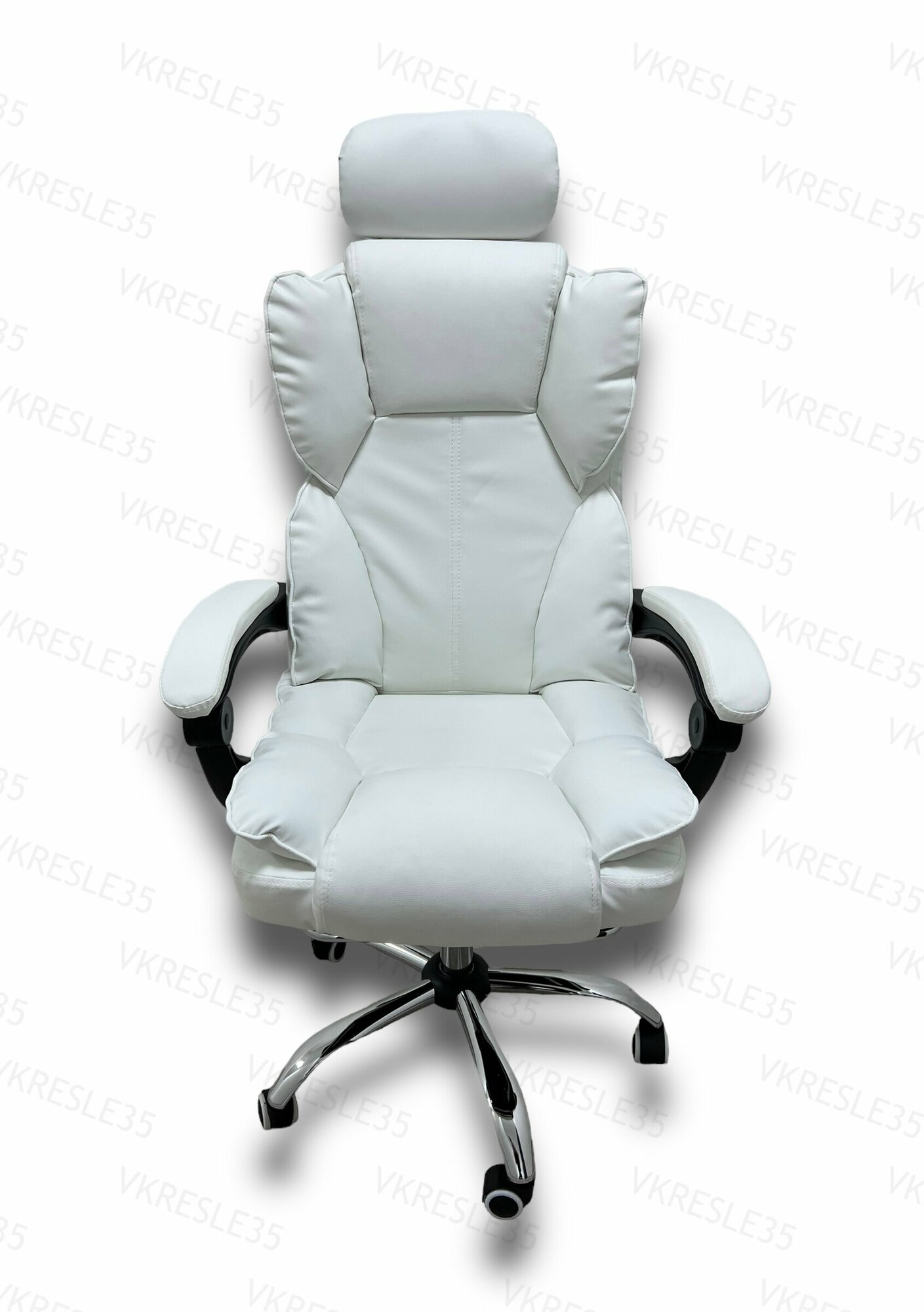 Компьютерное Кресло, Кресло руководителя, Регулируемый подголовник цвет Белый