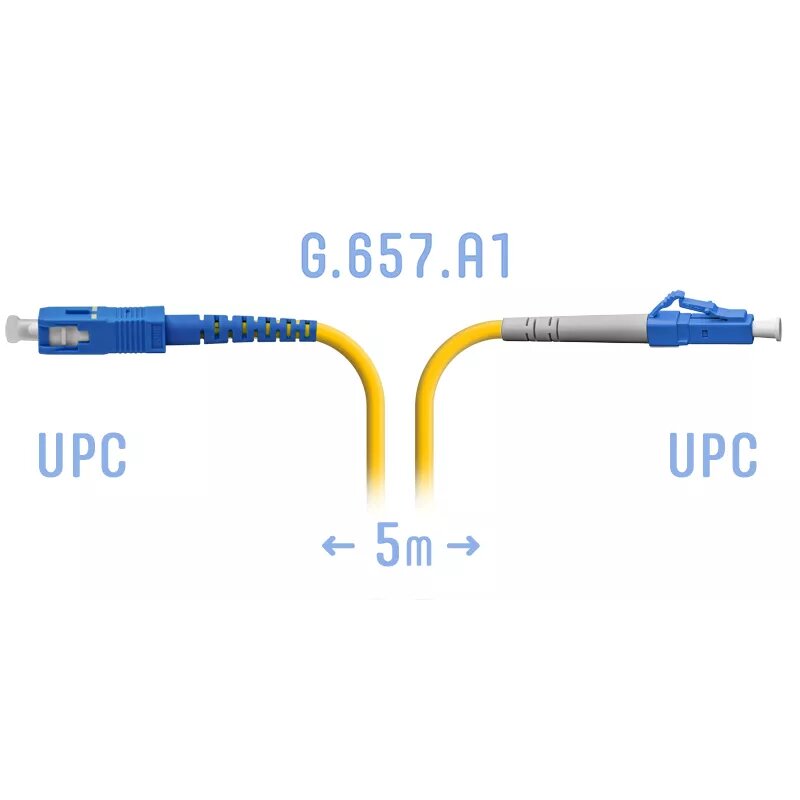 Патч-корд оптический SNR одномодовый, одинарный, 5 м (SNR-PC-LC/UPC-SC/UPC-A-5m)
