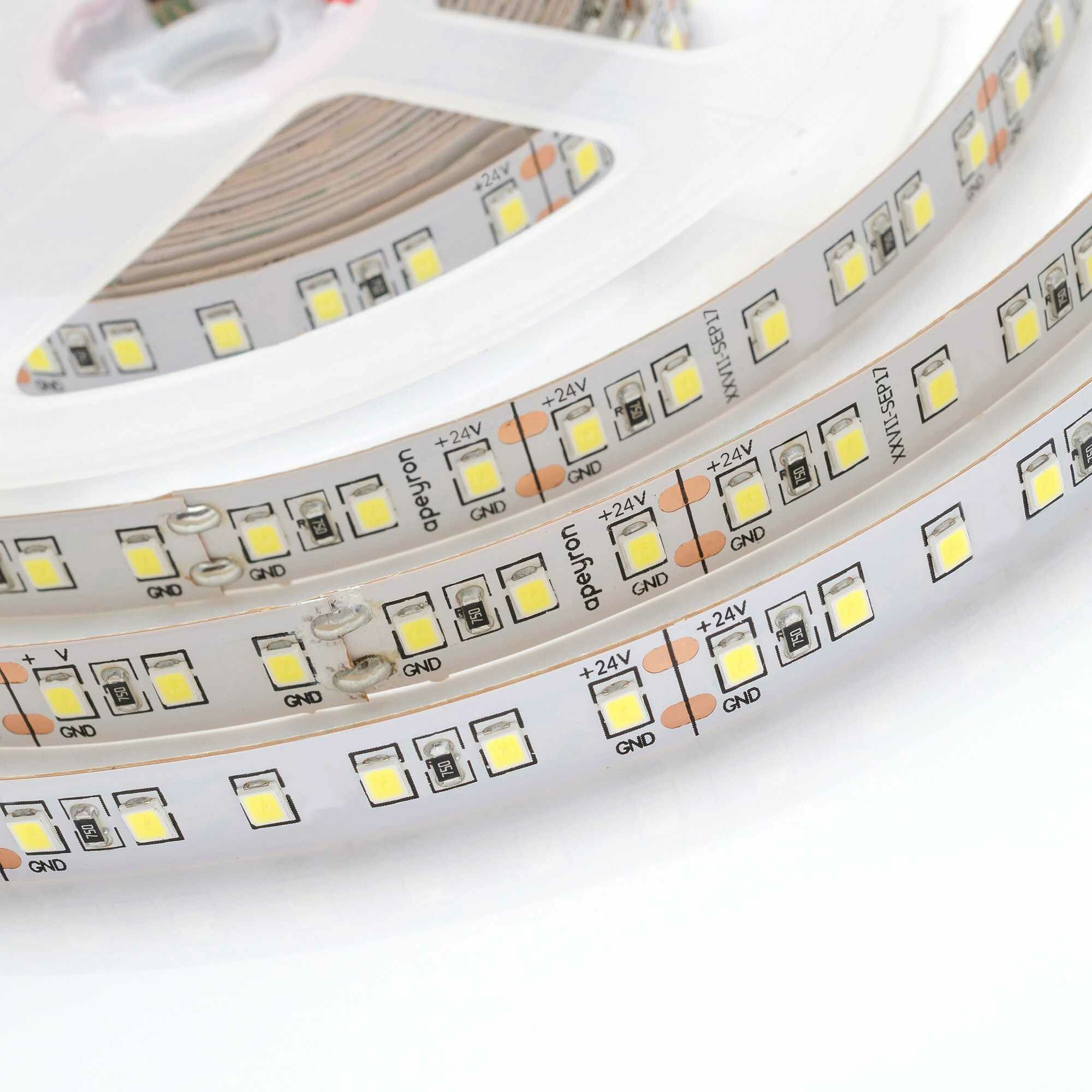 Светодиодная лента для подсветки рабочей зоны SMD 3528 120 диод/10 Вт/м 24 В 8 мм IP20 3 м холодный белый свет Apeyron - фото №20