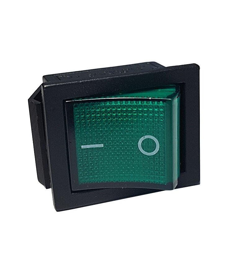 фото Клавиша 250V 15А зелёная с подсветкой (6конт.) ON-OFF "YADA" NORD YADA 905455