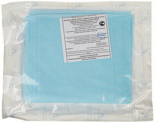 Простыня голубая стерильная 140х200 см, ламинированный спанбонд 40 г/м2, гекса упаковка 6 шт.