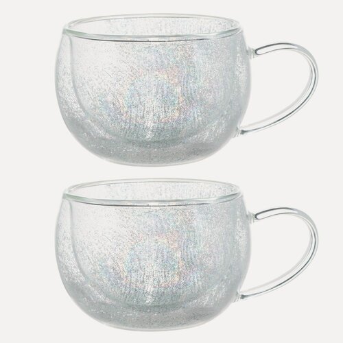 Изображение товара Кружка, 270 мл, 2 шт, стекло Б, с блестками и кристаллами, Air decor