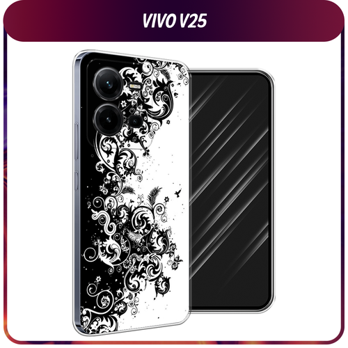 Силиконовый чехол на Vivo V25/V25e / Виво V25/V25e Черно белый узор