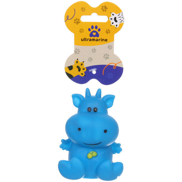 Игрушка резиновая с пищалкой «Бегемотик», цвет синий, 8,5см (лейбл)