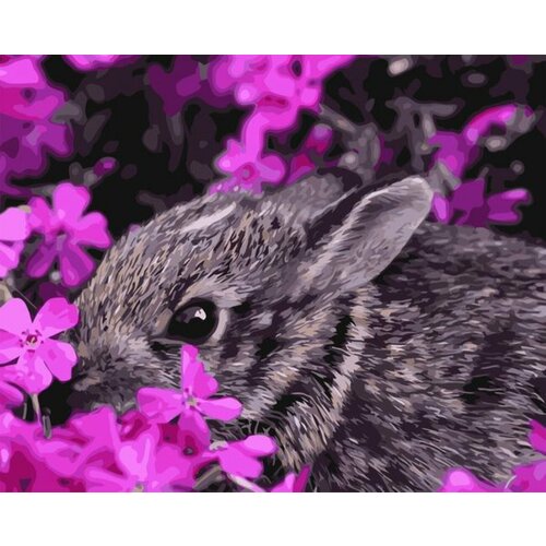 - Кролик в цветах 40х50