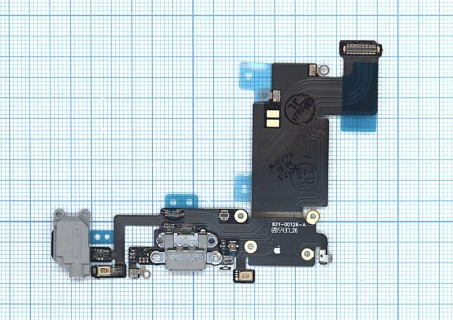 Шлейф с разъемом зарядки и аудио-разъемом для Apple iPhone 6S Plus серый
