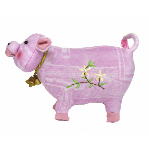 Мягкая игрушка Розовая Полевая Свинка с колокольчиком 12 19 6 см 199₽