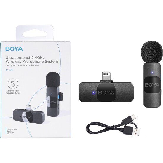 Беспроводной микрофон Boya BY-V1 Сверхкомпактная 2,4 ГГц Беспроводная Микрофонная Система для устройств с Lightning разъёмом