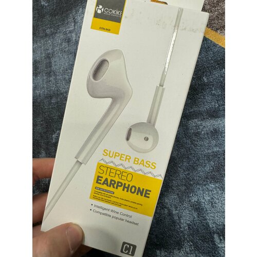Проводные наушники капельки с микрофоном с басами Cokike C1 116 Дцб 130см 32 Ом разъем 35мм для старых телефонов магнитолы радио MP3-плее 588₽