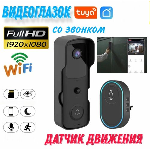 умный глазок с камерой wi fi 1080p tuya дверной звонок с широким углом обнаружения движения и функцией ночного видения дверной глазок для дома Видеоглазок дверной беспроводной WiFi и датчиком движения