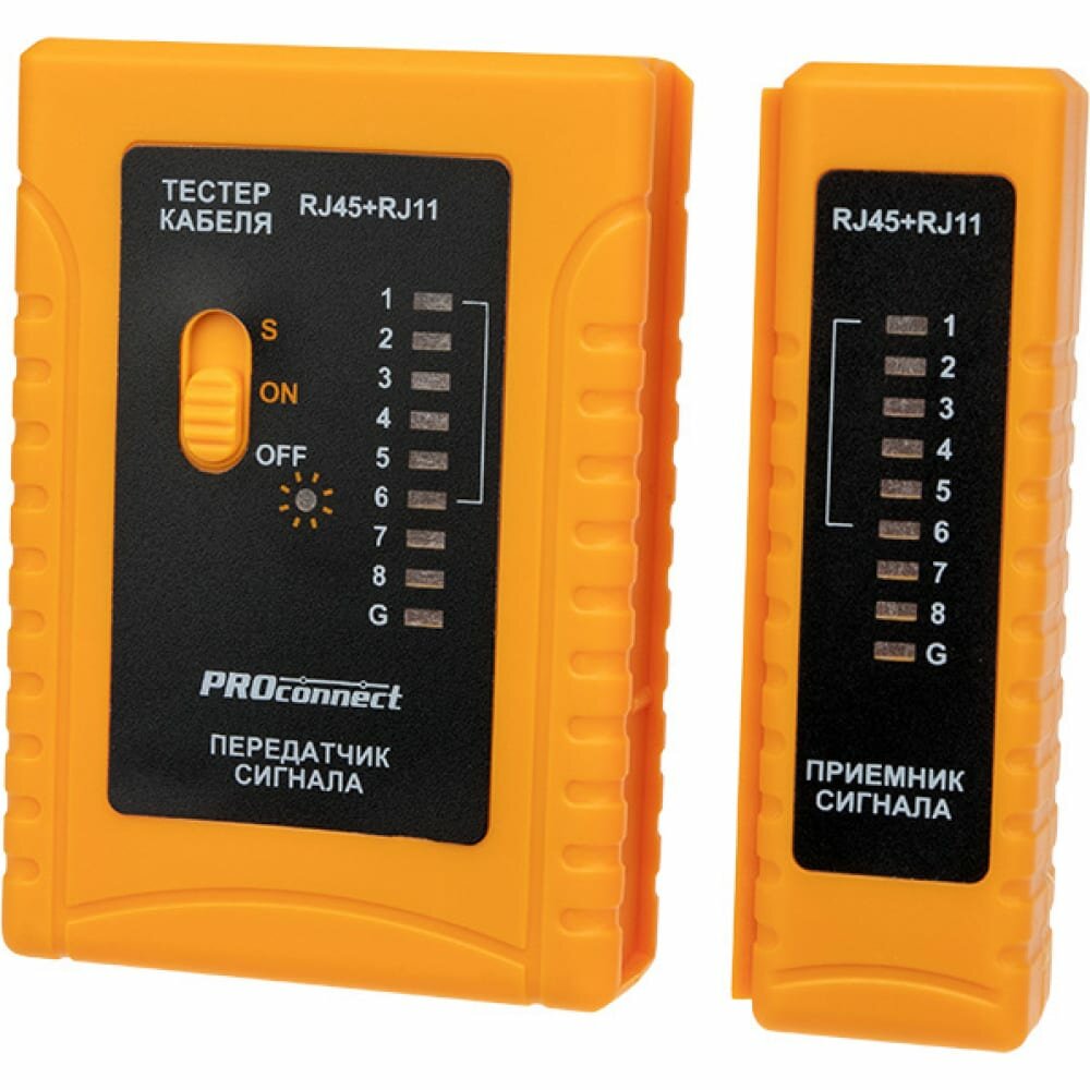 фото Мультиметр PROCONNECT 12-1006-4 тестер кабеля RJ-45+RJ-11