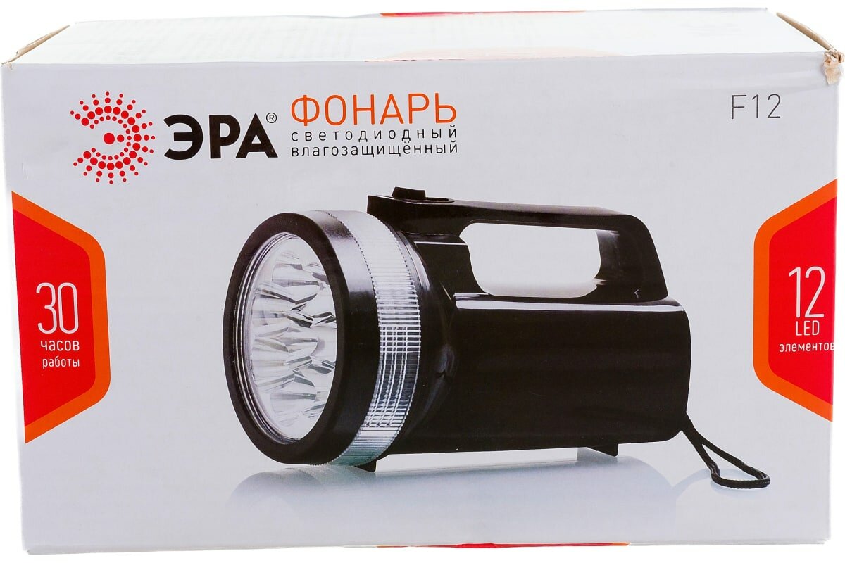 ЭРА Фонарь F12 12xLED, пластик, 4хD, карт C0028509