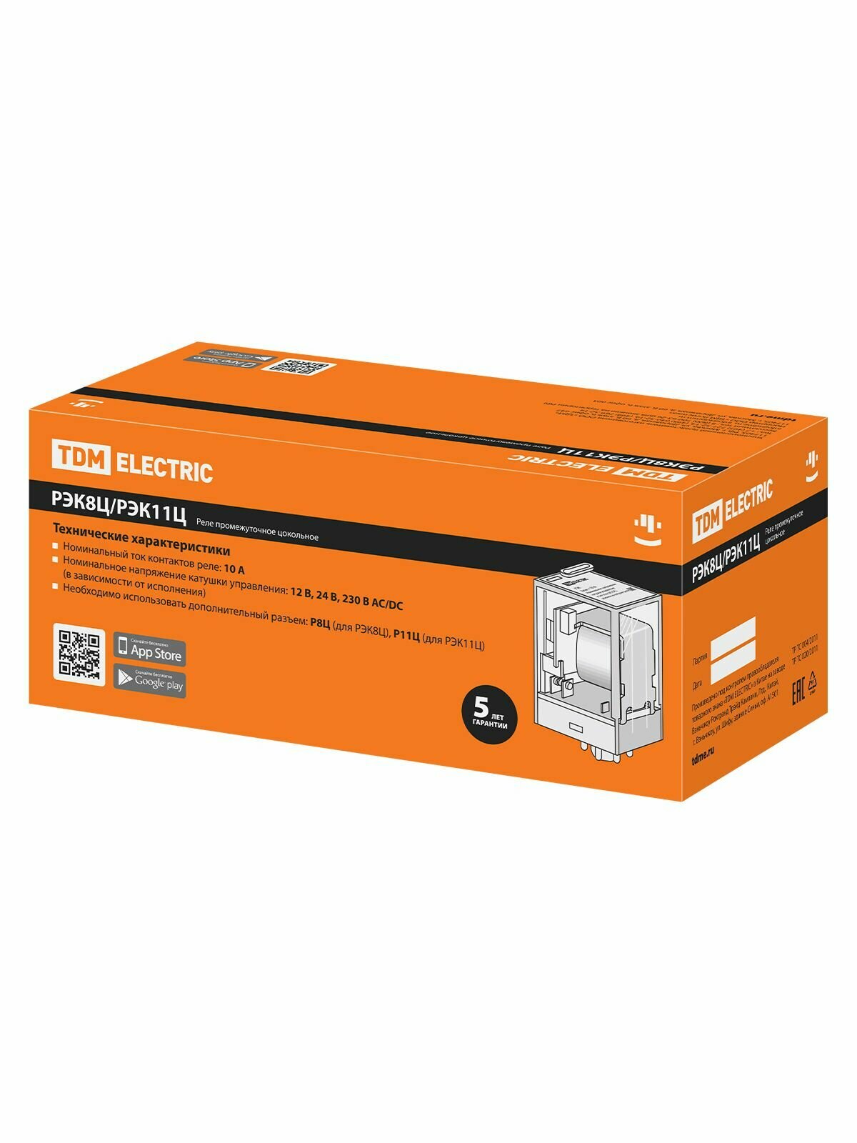 Реле 10А 24В AC (без разъема Р8Ц), TDM ELECTRIC — фото 1