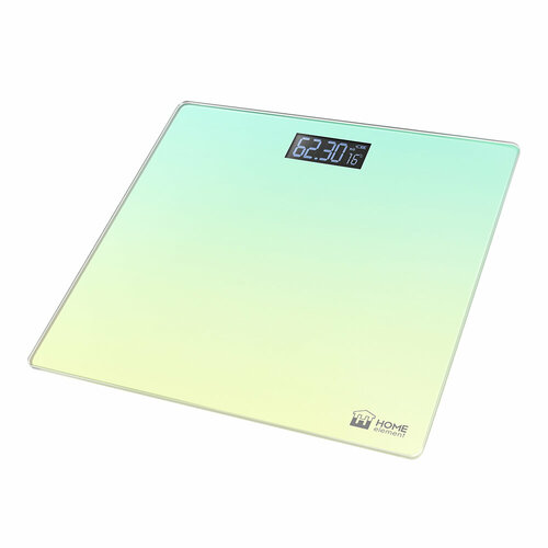 HOME ELEMENT HE-SC906 {new} желто-бирюзовый весы напольные сенсор, встроенный термометр весы электронные home element he sc906 mosaic фиолетовый
