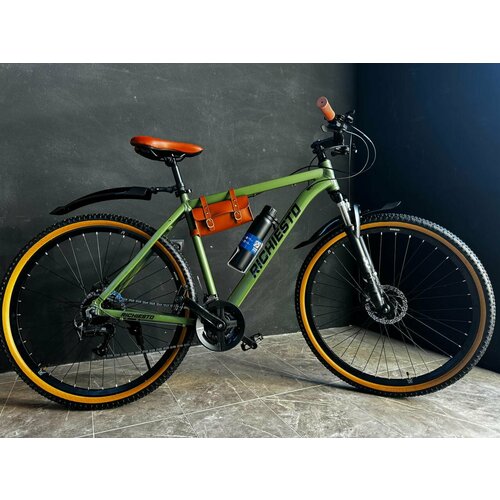 Взрослый горный велосипед RICHIESTO 29 с алюминиевой рамой 21 зелёныйкоричневый модель 2024 2570000₽